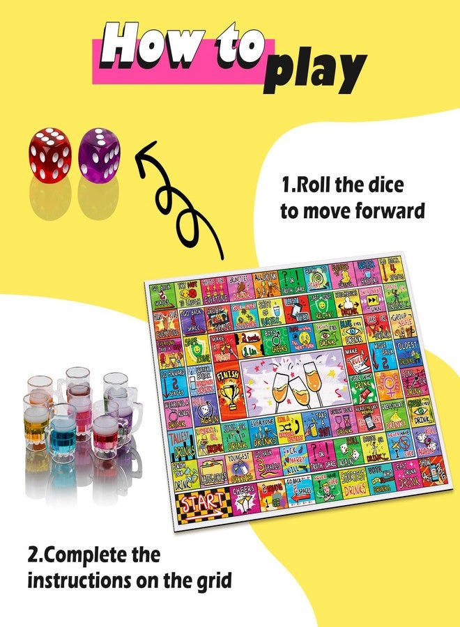 Broytain Drinking Board Game for Adults with Non-Slip Rubber Mat, Interactive Drinking Party Games for Game Night, Bachelorette, Girls Night, Birthday, Couples, Family Game Night, 2-8 Players Age 21+ - Image 3