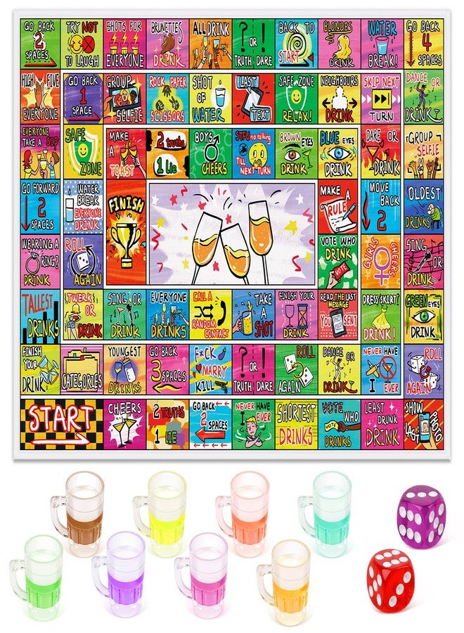 Broytain Drinking Board Game for Adults with Non-Slip Rubber Mat, Interactive Drinking Party Games for Game Night, Bachelorette, Girls Night, Birthday, Couples, Family Game Night, 2-8 Players Age 21+ - Image 1