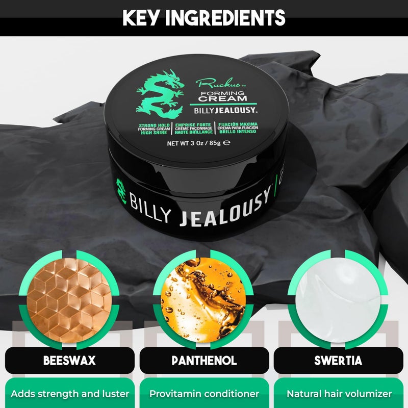 Billy Jealousy كريم تشكيل الشعر بيلي جيلوسي راكوس، كريم تصفيف شعر للرجال لثبات قوي ولمعان عالي، 3 أونصات - Image 3