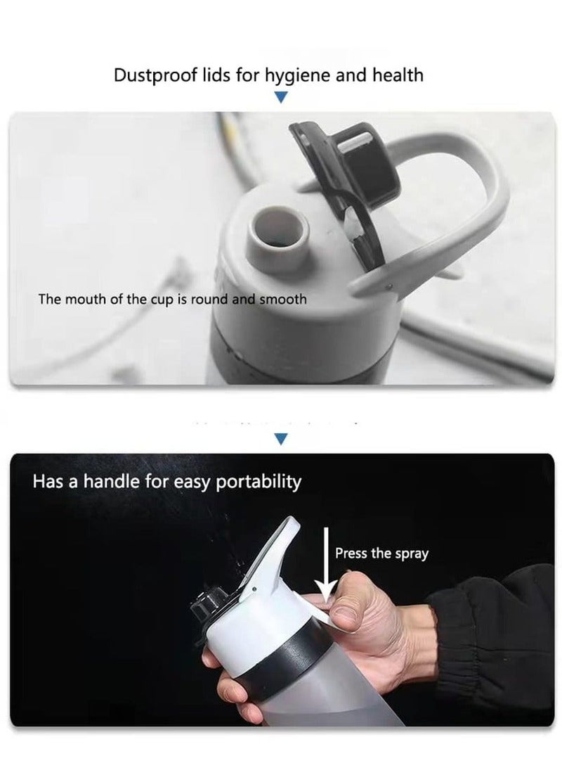 joyzzz 650ml Mist Spray Water Bottle | Reusable Sports Water Jug with Leak-Proof Design | Multi-Functional Gym & Outdoor Spray Cup | Ergonomic Hydration System (Grey & Black) - Image 3