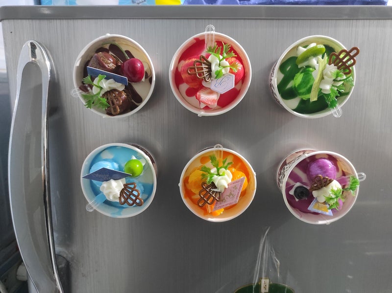 Real 3D Resin House Accessories Food Freeze Magnets Sticker Refrigerator Magnet Sticker Fake Ice Cream Cups Fridge, Kitchen Decor Cute Magnet Shapes Decorative (1, Mango Ice Cream) - Image 5