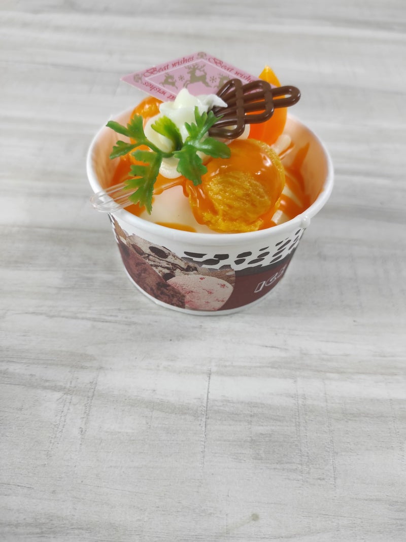Real 3D Resin House Accessories Food Freeze Magnets Sticker Refrigerator Magnet Sticker Fake Ice Cream Cups Fridge, Kitchen Decor Cute Magnet Shapes Decorative (1, Mango Ice Cream) - Image 1