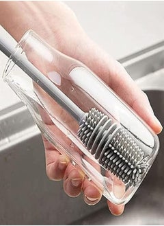 Generic Silicone Bottle Cleaning Brush Long Handle Water Bottle Washing Brush Cup Cleaner Bottle Cleaning Brush for Cleaning Lotion Bottles Color - Gray [Pack of 3] 