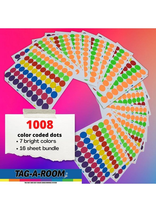 تاج-أه-روم ملصقات نقاط دائرية ملونة، ملصقات نقاط دائرية مقاس 1 بوصة، 7 ألوان زاهية، ورقة مقاس 8 1/2 × 11 بوصة (عبوة من 1008) - Image 2