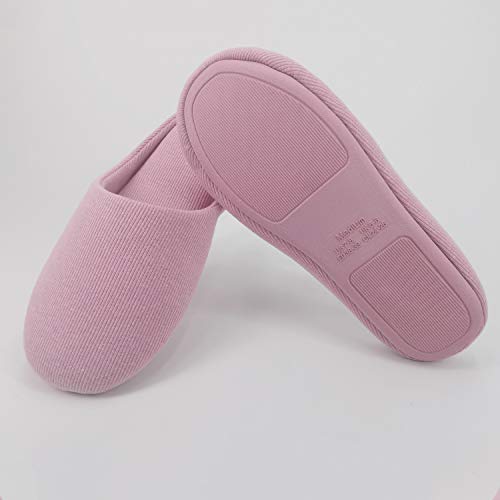 ofoot Women's Non-Slip House Slippers - Lightweight Cotton Memory Foam Indoor Slip-On, Machine Washable & Foldable Travel Design for Home, Yoga, Narrow/Wide Fit Options (12-Dark Pink, US 9-10) - Image 3