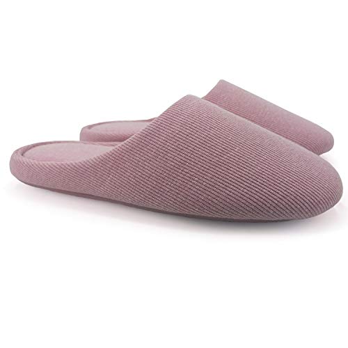 ofoot Women's Non-Slip House Slippers - Lightweight Cotton Memory Foam Indoor Slip-On, Machine Washable & Foldable Travel Design for Home, Yoga, Narrow/Wide Fit Options (12-Dark Pink, US 9-10) - Image 1