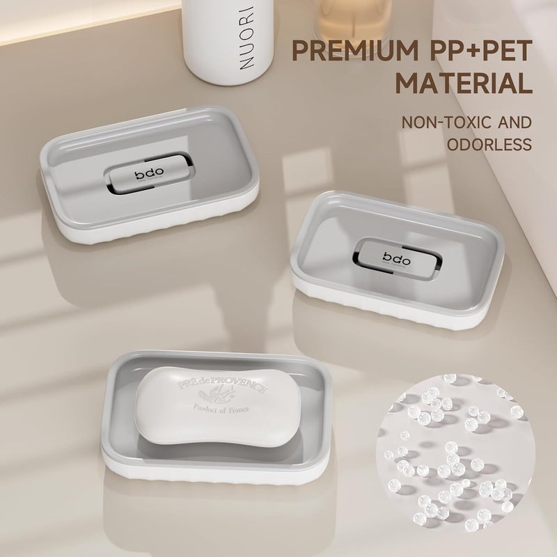 SHOTAY Large Soap Dish Holder, Soap Case with Grooves Drain, Plastic Soap Holder, Soap Bar Container, Soap Saver for Shower, Bathroom, Kitchen - White - 1pcs - Image 5
