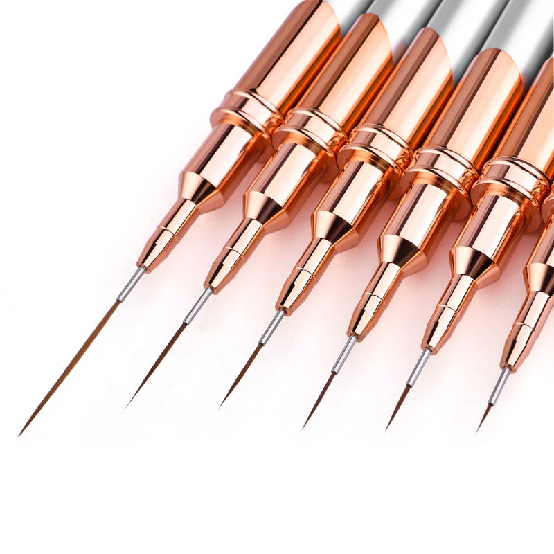 6pcs Nail Art Brushes Liner Striping Brush Yasterd Super Fine Nail Art Long Striper Pen Set for Thin Lines Tiny Details Fine Drawing Delicate Coloring Elongated Lines Nail Brushes for Nail Art Fine DesignsSizes 579111525mm