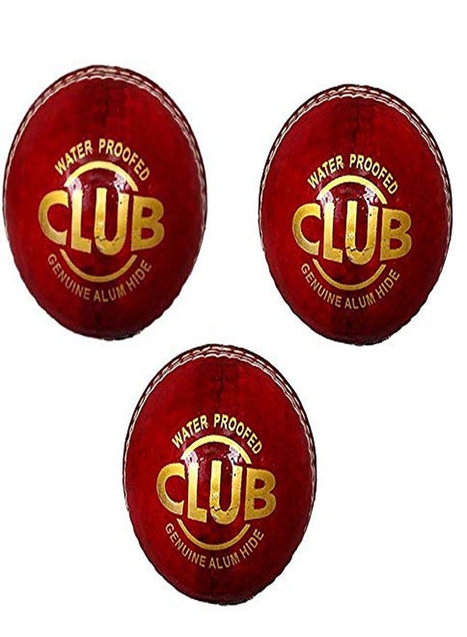 Korbax Club Leather Cricket Ball for Tournament and Club Matches Red (2Part) (Pack of 3) - Image 1