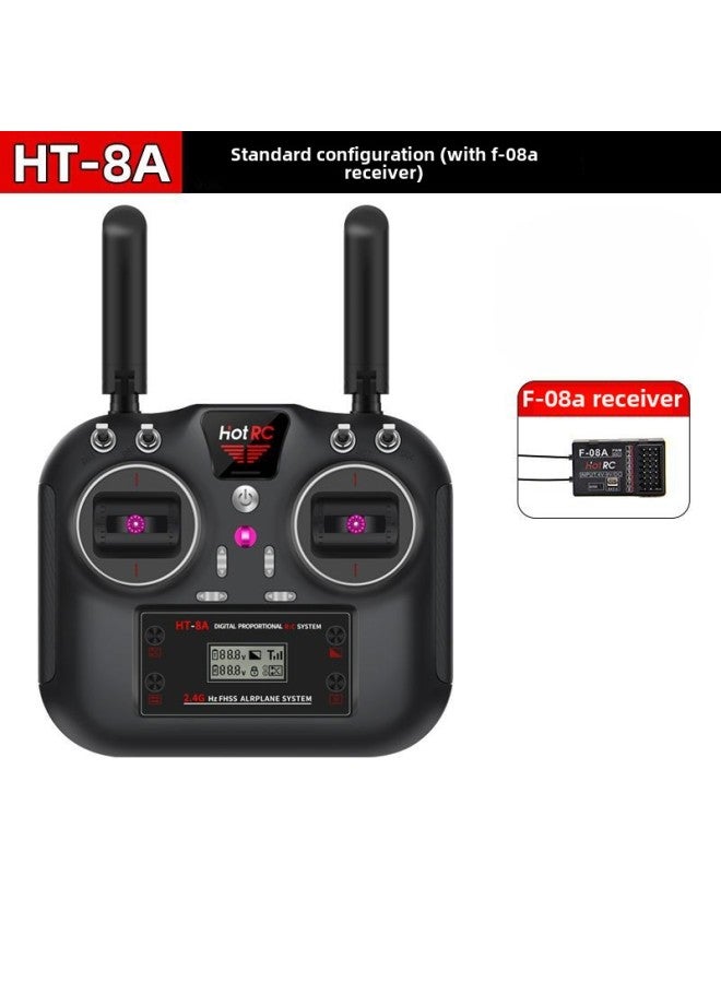 Hotrc China Airlines HT-8A Two-way Remote Control 8 Eight-channel Model Aircraft Fixed-wing Receiver Vehicle And Ship Model FPV-Color:Standard Configuration (with F-08a Receiver)-Specifications:Ht-8a Remote Control Right Hand Throttle (japanese Hand)