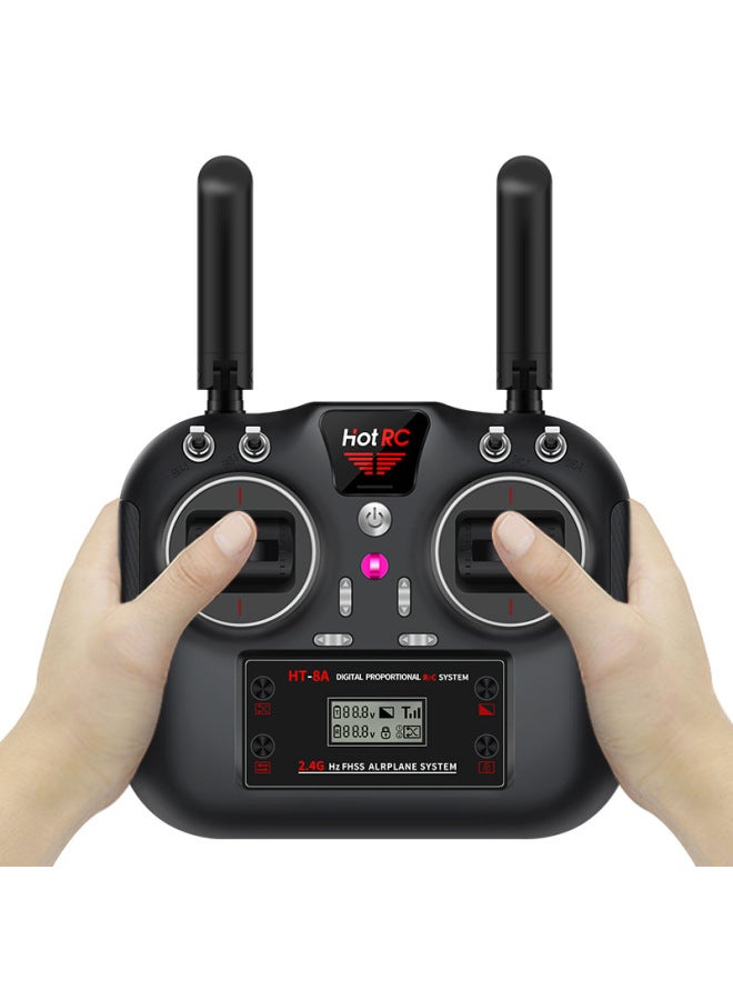 Hotrc China Airlines HT-8A Two-way Remote Control 8 Eight-channel Model Aircraft Fixed-wing Receiver Vehicle And Ship Model FPV-Color:Standard Configuration (with F-08a Receiver)-Specifications:Ht-8a Remote Control Right Hand Throttle (japanese Hand)