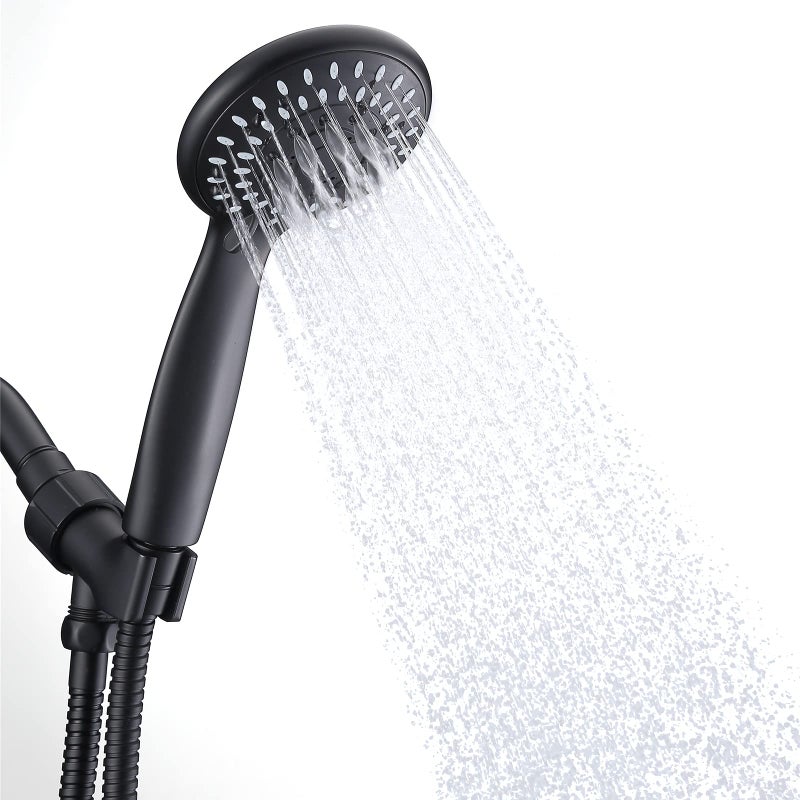 Briout Shower Head with Handheld, Briout 5-Settings Showerhead High Pressure Powerful Water Spray Shower Head with Stainless Steel Hose and Adjustable Mount, Matte Black - Image 1