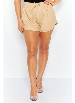 Women Solid Basic Shorts, Beige