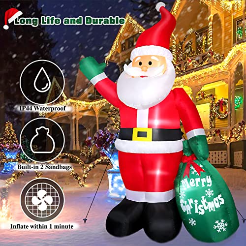 FunFanso 8 FT Christmas Inflatable Santa Claus Outdoor Decoration for Yard, Blow up Santa Decor with Big Gift Bag, Built-in LED Lights for Garden Patio Lawn Home Indoor Winter Holiday Party, IP44 Weatherproof - Image 3