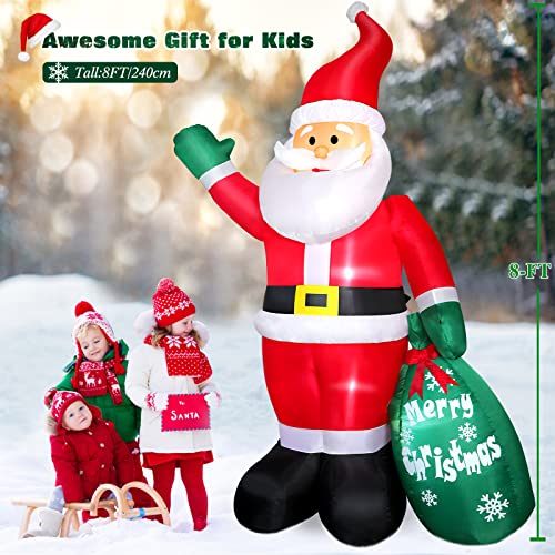 FunFanso 8 FT Christmas Inflatable Santa Claus Outdoor Decoration for Yard, Blow up Santa Decor with Big Gift Bag, Built-in LED Lights for Garden Patio Lawn Home Indoor Winter Holiday Party, IP44 Weatherproof - Image 5