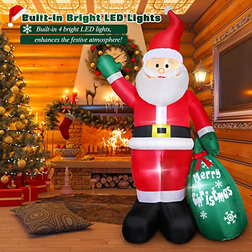 FunFanso 8 FT Christmas Inflatable Santa Claus Outdoor Decoration for Yard, Blow up Santa Decor with Big Gift Bag, Built-in LED Lights for Garden Patio Lawn Home Indoor Winter Holiday Party, IP44 Weatherproof - Image 2