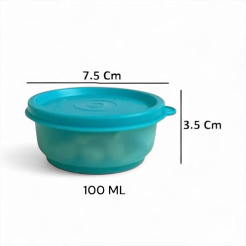 c s m C.S.M Round Plastic Storage Containers, 100ml, Set of 8, BPA Free, Airtight Kitchen Organiser for Spices, Chutneys, Dips, Pickle, Multicolour - Image 5