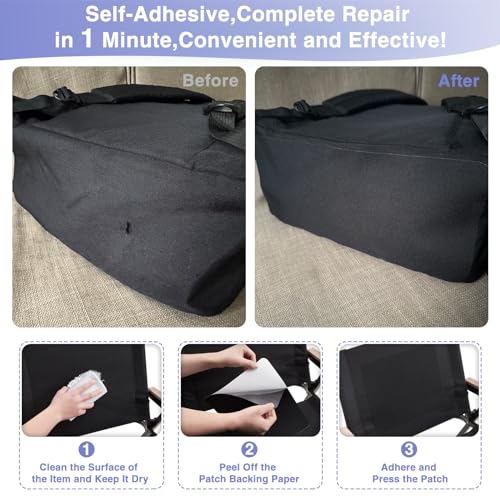 Gheeidau Canvas Repair Patch 9×11 Inch 3Pcs Waterproof Self-Adhesive Fabric Repair Patch for Tents,Boat Cover,Pop Up Canopy,Patio,Bags,Car Seats,Sofas,Furniture Cover(Black) - Image 3