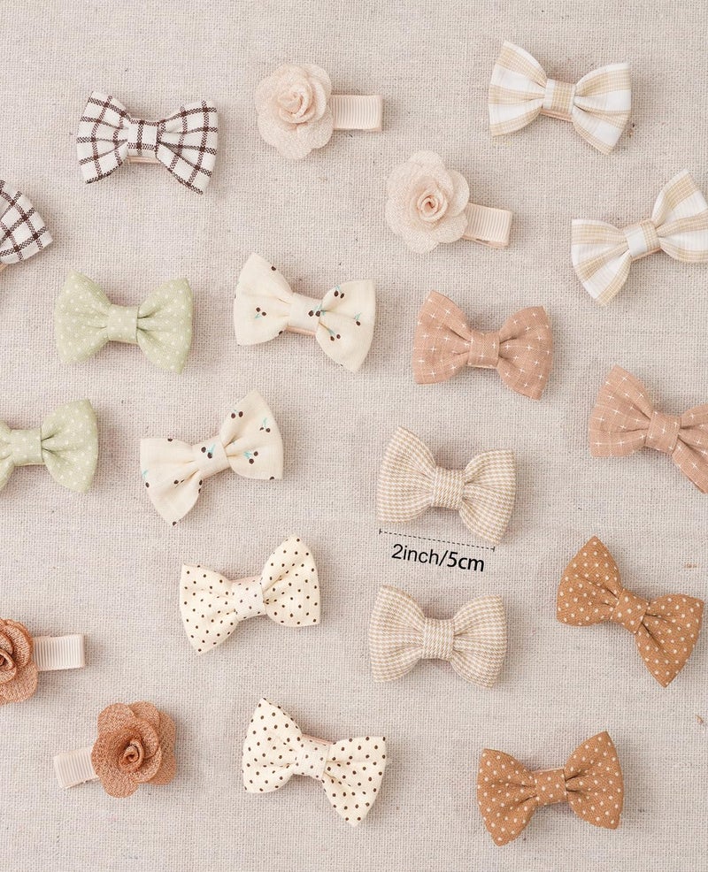 CellElection Baby Girls Hair Bow ClipsTiny Bows Cotton Fully Lined Hair Clips Fine Hair for Girls Infants Toddlers 20pcs - Image 5