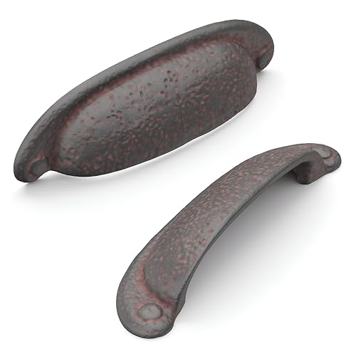 Hickory Hardware 1 Pack Solid Core Kitchen Cabinet Pull, Luxury Cabinet Handle, Hardware for Doors & Dresser Drawers, 3.78 Inch (96mm) Hole Center, Rustic Iron, Refined Rustic Collection - Image 1
