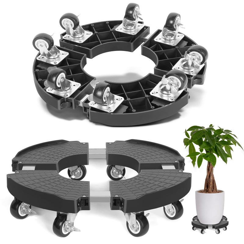 TreeGun Plant Caddy with Wheels Heavy Duty with 8 Lockable Casters, Rolling Plant Stand Adjustable for 8 inch-22 inch Outdoor Indoor Large Plant, Plant Dolly with Wheels Heavy Duty 500lbs Capacity - Image 1