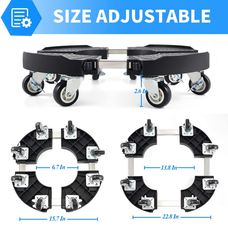TreeGun Plant Caddy with Wheels Heavy Duty with 8 Lockable Casters, Rolling Plant Stand Adjustable for 8 inch-22 inch Outdoor Indoor Large Plant, Plant Dolly with Wheels Heavy Duty 500lbs Capacity - Image 2