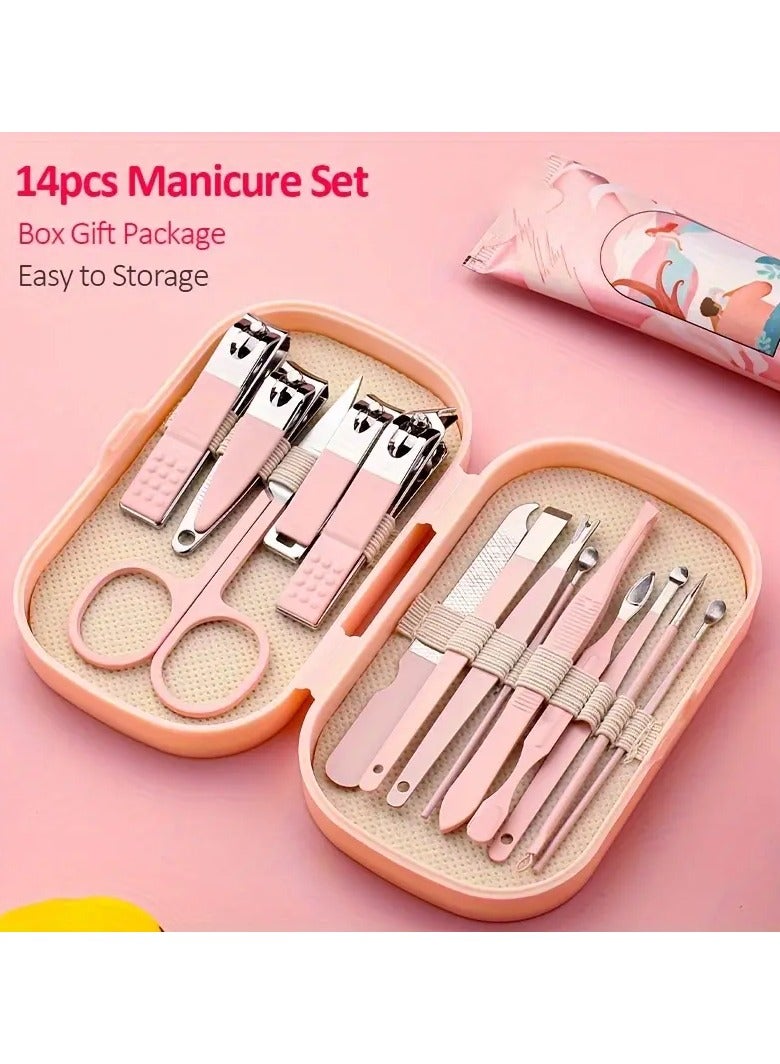 Ucanbe 14-Piece Stainless Steel Manicure & Pedicure Kit with Modern Style Concave Edge Clippers & Grooming Tools, Includes Portable Storage Case - Unscented Nail Care Set for Men & Women - Image 1
