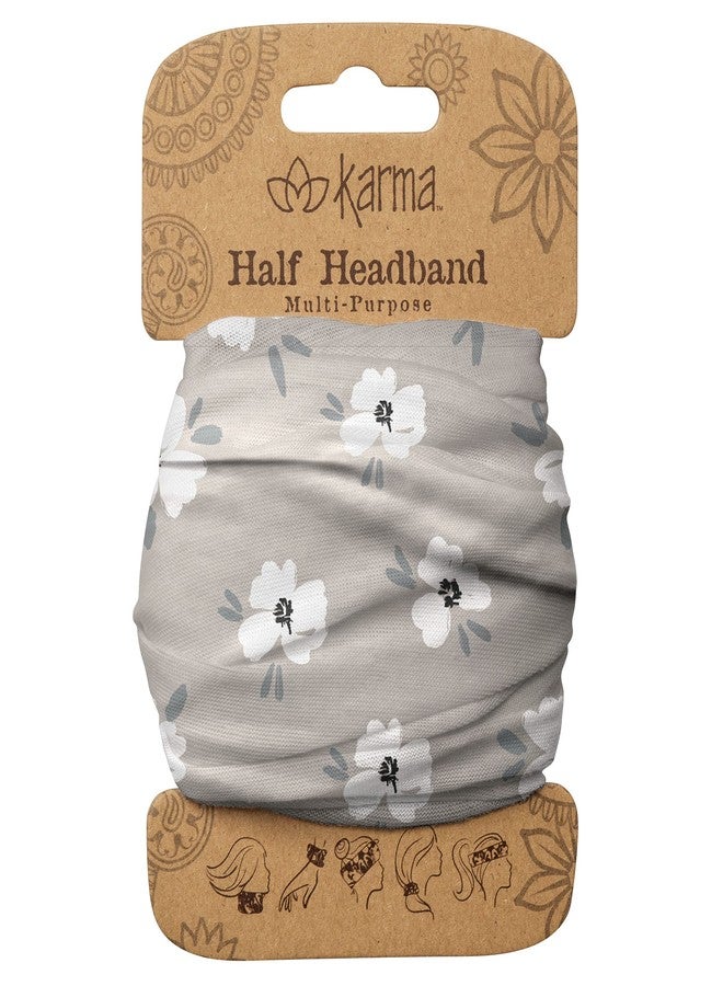 كارما طوق رأس كارما مارلو المزهر للنساء - متوسط - طوق رأس من القماش ووشاح شعر مطاطي - رمادي فاتح - Image 1