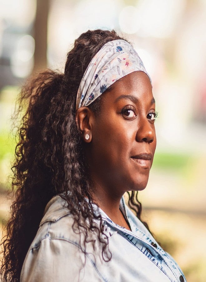 كارما طوق رأس كارما مارلو المزهر للنساء - متوسط - طوق رأس من القماش ووشاح شعر مطاطي - رمادي فاتح - Image 3