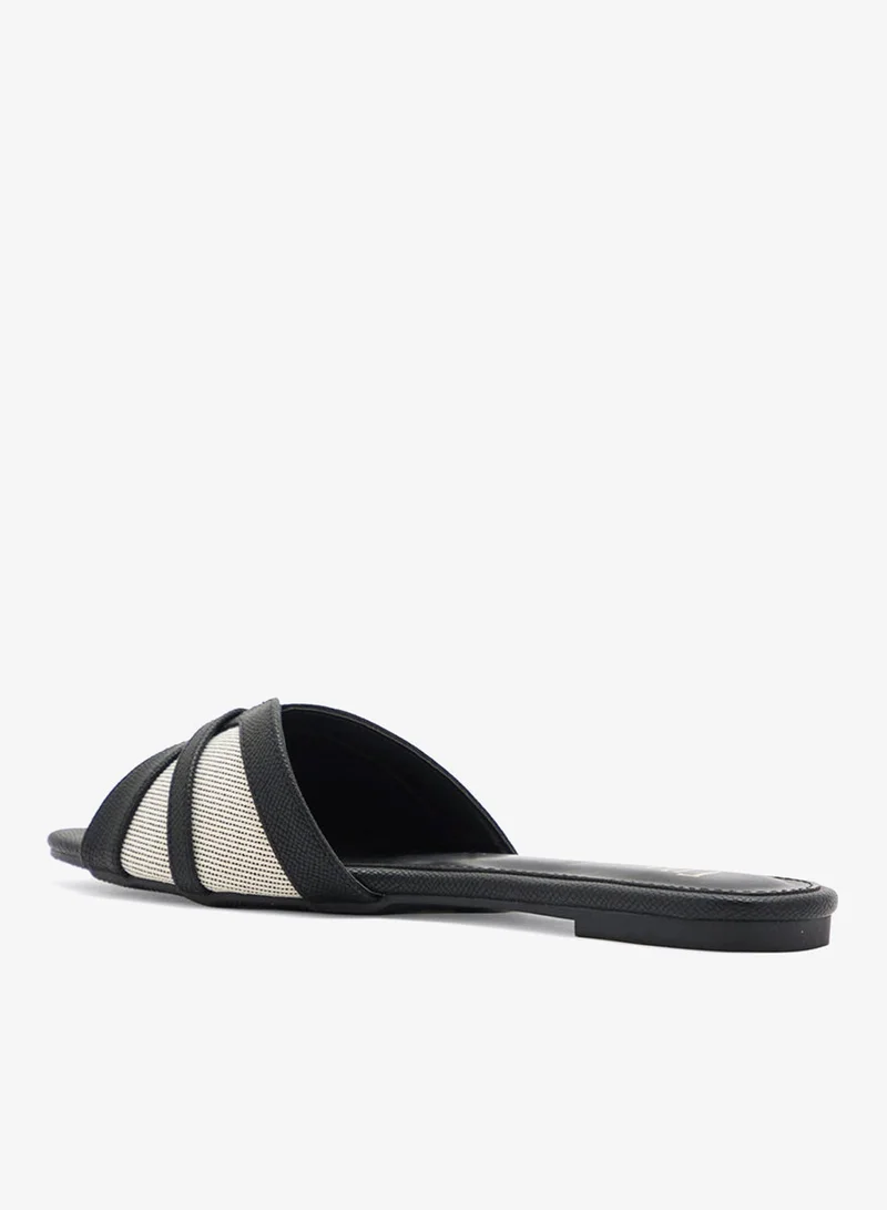 Ella BLACK Color Block Flat Sandal for Women | Best Price UAE