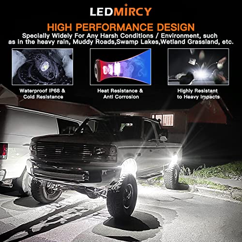 LEDMIRCY White Rock Lights, High Power Underbody Pure White LED Rock Lights 12PCS for UTV Trucks Off Road ZRZ Auto Car Boat ATV SUV Waterproof High Power Neon Trail Rig Light Shockproof - Image 2
