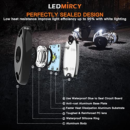 LEDMIRCY White Rock Lights, High Power Underbody Pure White LED Rock Lights 12PCS for UTV Trucks Off Road ZRZ Auto Car Boat ATV SUV Waterproof High Power Neon Trail Rig Light Shockproof - Image 5