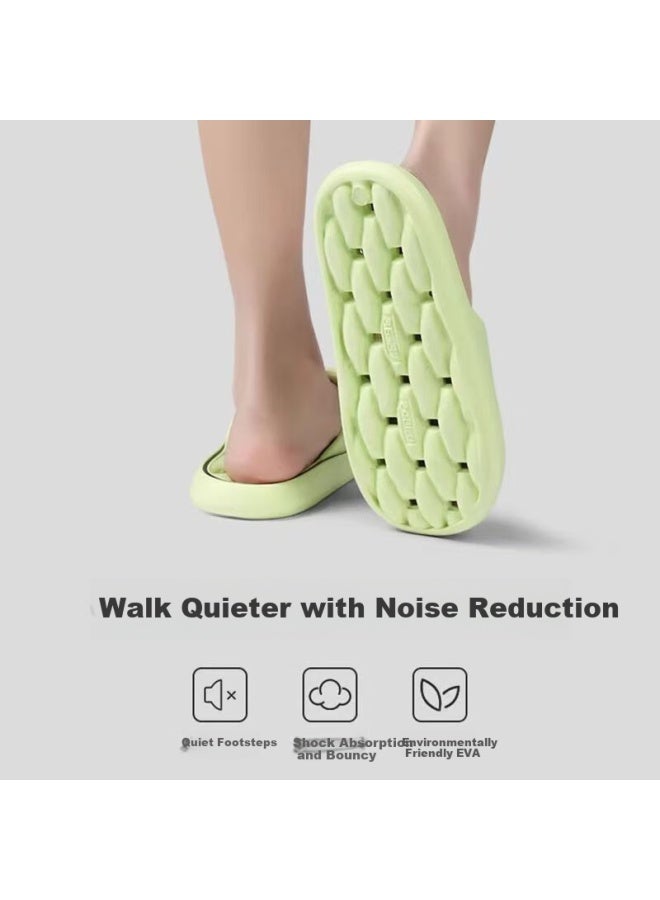 Sevfun Qisefang Water-draining Slippers For Men, Squishy Bathroom Hollow Thick-soled Non-slip Couple Shower Home Use Women's Sandals, Green 38-39 - Image 1