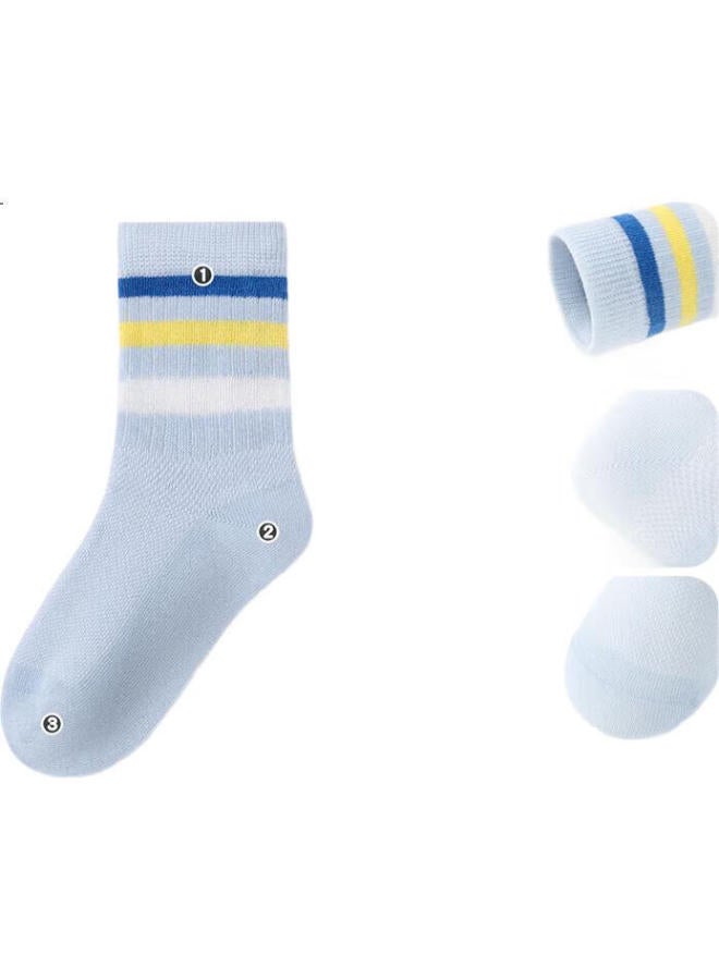 Bambi Children'S Socks For Boys, Summer Mesh Thin Style, Spring And Autumn Mid-Calf Cotton Socks For Older Kids, Bb23015, Size 18-20 - Image 1