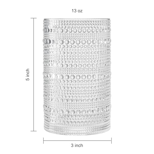 Khen Plastic Hobnail Drinking Glasses Set of 12 Clear Color Cups 6x 10oz Lowball & 6x 1oz Highball Acrylic Beaded Design, BPA-Free, Dishwasher Safe Indoor/Outdoor Drinkware Water, Juice, Cocktails - Image 5