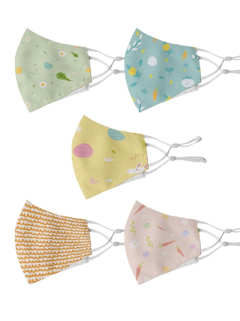 Crazyify Crazyify Pastel Shades Print Face Mask Face Mask Set of 5 For WomenMen with Adjustable Earloop Two Layer Soft Printed Canvas Fabric with HD Print Washable Resuable  - Image 1