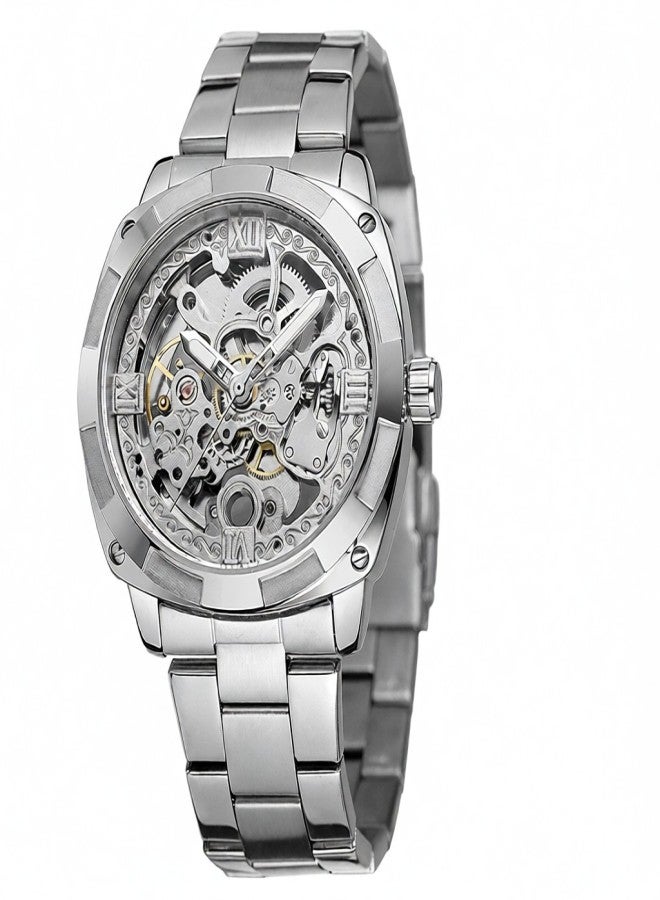 فورسينينج ساعات رجالية فاخرة بهيكل عظمي، تعمل بنظام التعبئة الأوتوماتيكية، مصنوعة من الفولاذ المقاوم للصدأ. - Image 1