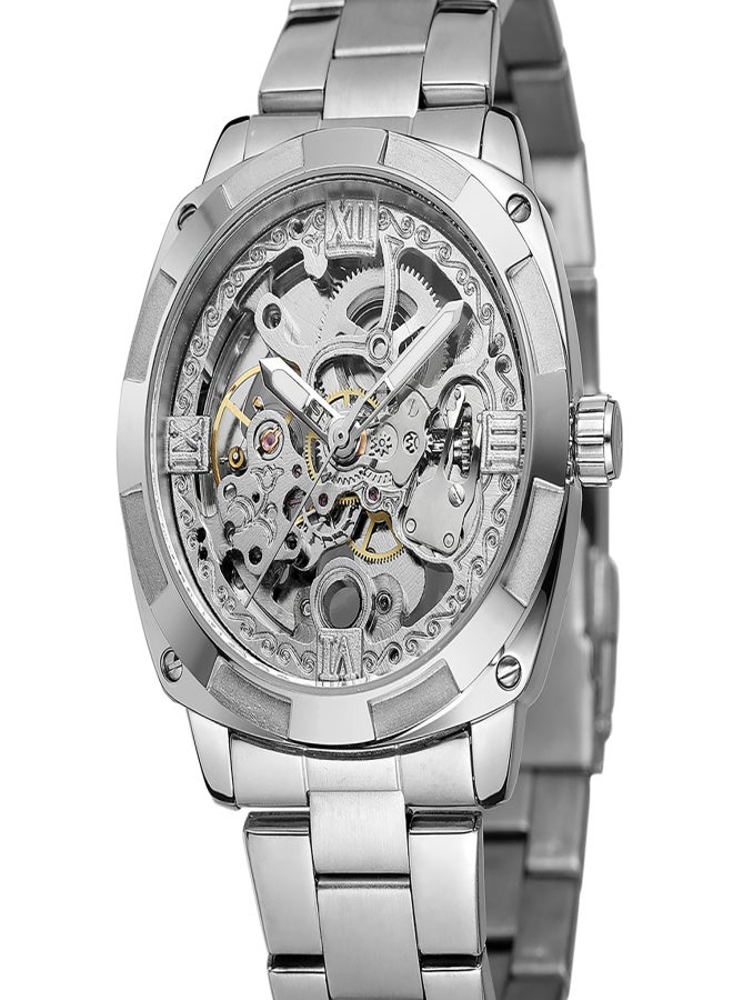 فورسينينج ساعات رجالية فاخرة بهيكل عظمي، تعمل بنظام التعبئة الأوتوماتيكية، مصنوعة من الفولاذ المقاوم للصدأ. - Image 5