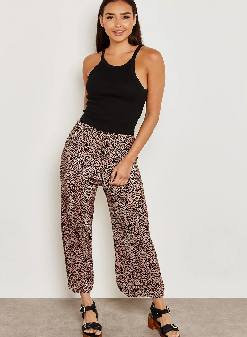 Miss Selfridge Animal Print Plisse Culottes