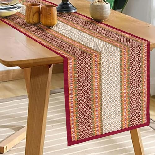 KalaTree Table Runner for 6 Seater Dining Table Centre Table 60 inch Handmade Reversible Heat Resistant | Korai River Grass Zero Plastic Madurkathi Eco Friendly | Rustic Boho | Sangreal Runner - Image 1