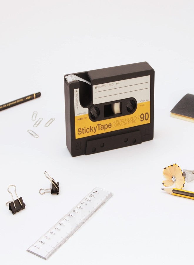 Suck UK Tape Dispenser - Retro Cassette Tape Dispenser Desk - Retro Desk Accessories - Novelty Office Accessories - Sticky Holder - Double Sided Organiser - Old School Stationery Gift - Refillable - Image 5