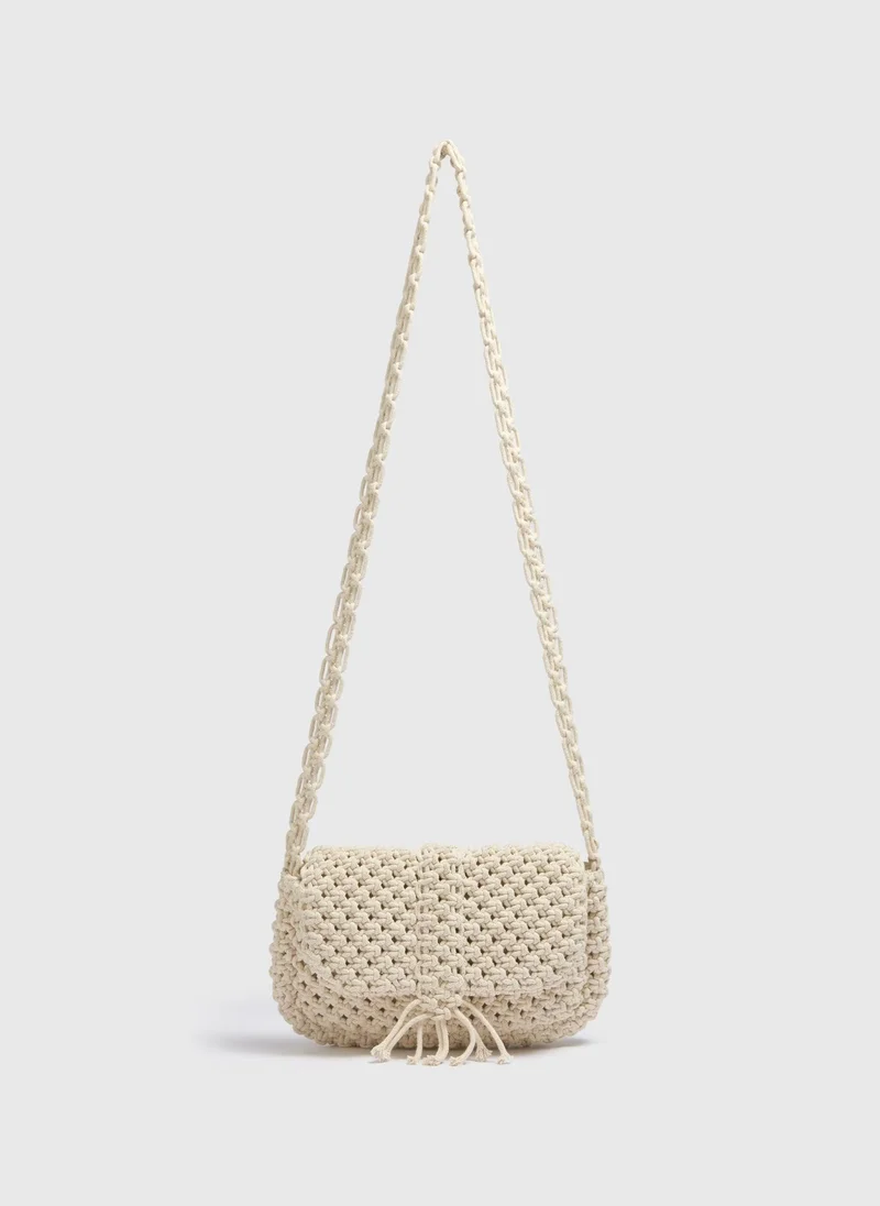 Matalan Cream Macramé Crossbody Bag