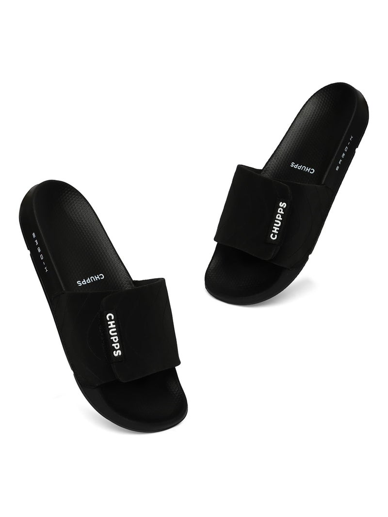CHUPPS Flow Black & Black Drift Orthopedic Slippers | Soft Footpharma Footbed | Breathable Ventilation Holes | Lightweight Flip Flops | Anti-Skid Chappals for Everyday For Mens - Image 2