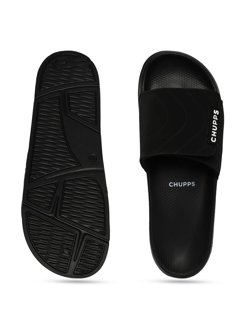 CHUPPS Flow Black & Black Drift Orthopedic Slippers | Soft Footpharma Footbed | Breathable Ventilation Holes | Lightweight Flip Flops | Anti-Skid Chappals for Everyday For Mens - Image 3
