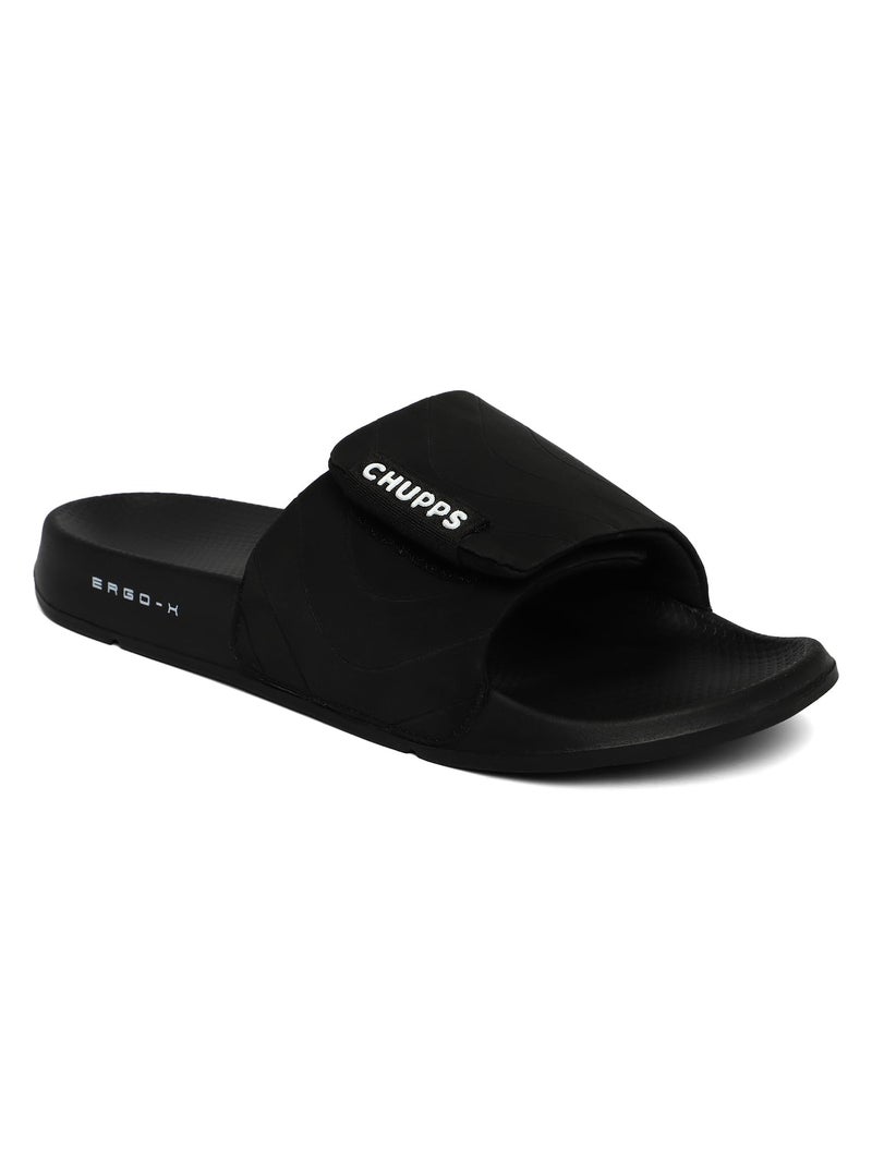 CHUPPS Flow Black & Black Drift Orthopedic Slippers | Soft Footpharma Footbed | Breathable Ventilation Holes | Lightweight Flip Flops | Anti-Skid Chappals for Everyday For Mens - Image 5