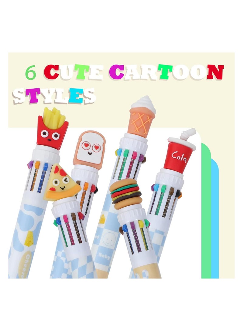 عام أقلام كاواي متعددة الألوان 6 قطع بقطر 0.5 ملم، 10 في 1 أقلام كاواي قابلة للسحب مكتب مدرسي للأدوات المدرسية للأطفال والبنات والأولاد - Image 2