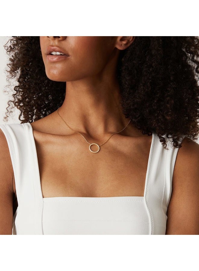 PAVOI 14K Gold Plated Circle CZ Solitaire Necklace | Elegant Bezel Pendant | Dainty Cubic Zirconia Halo Choker Necklaces for Women, 19 Inches, Rose Gold, Cubic Zirconia - Image 2