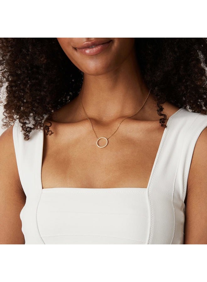 PAVOI 14K Gold Plated Circle CZ Solitaire Necklace | Elegant Bezel Pendant | Dainty Cubic Zirconia Halo Choker Necklaces for Women, 19 Inches, Rose Gold, Cubic Zirconia - Image 4