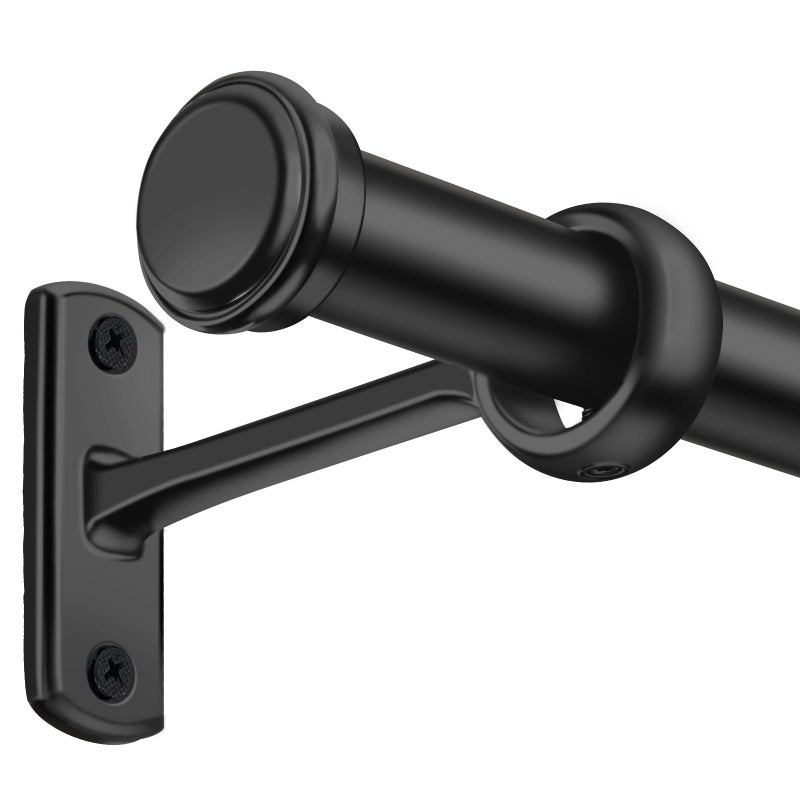 Rose Home Fashion 1 Inch Blackout Curtain Rods for Windows Patio Adjustable Room Divider Curtain Rod Wall Mount  Ceiling Mount for Indoor  Outdoor Black 72 to 144 