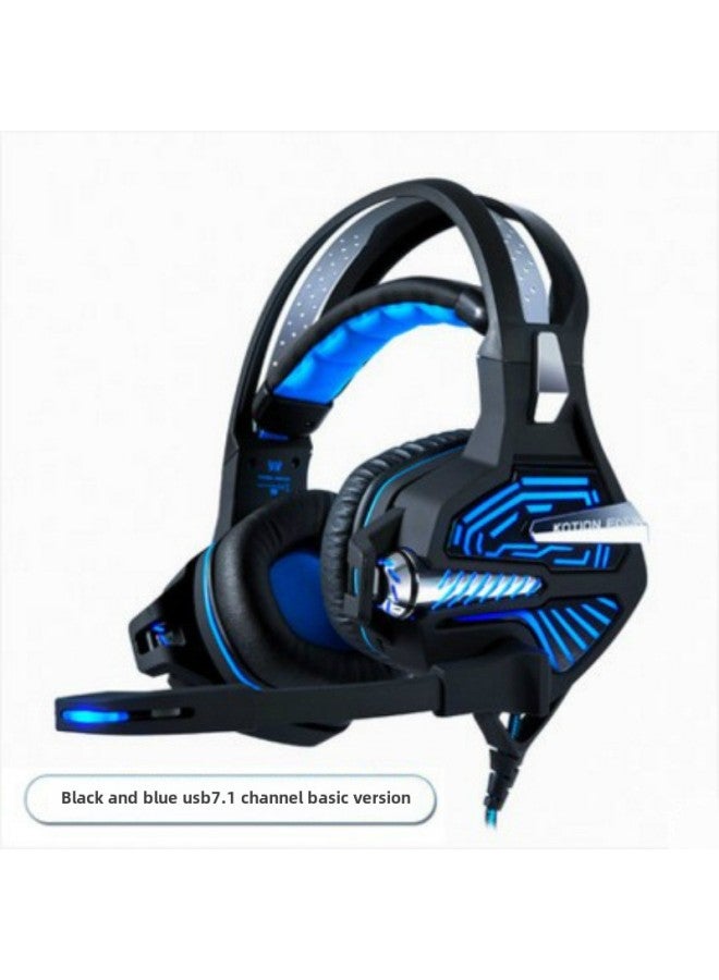 Inzhuo GS100 Video Game Vibration Headset Headset Computer Headset With Microphone Subwoofer USB7.1-Color:Gs100 Black Blue (usb7.1 Channel) - Image 1